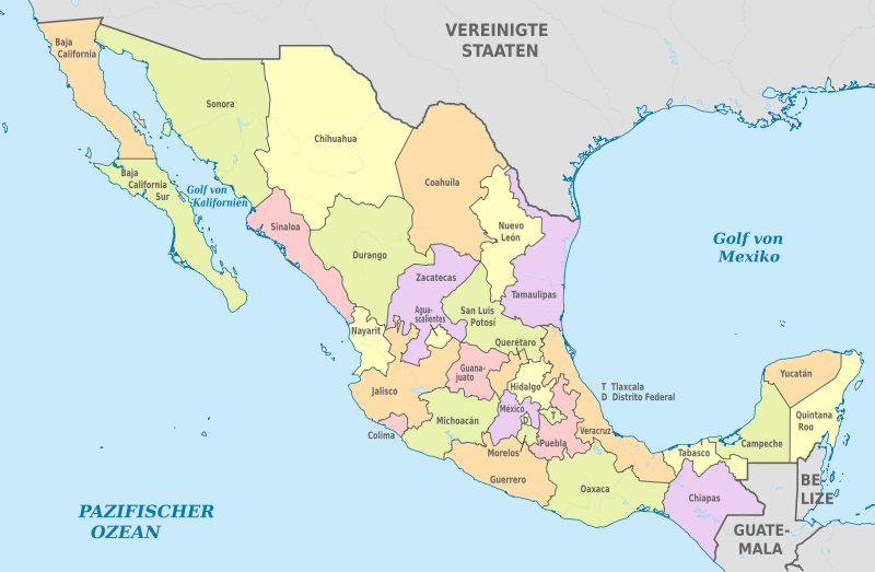 Mapa de México con División Política